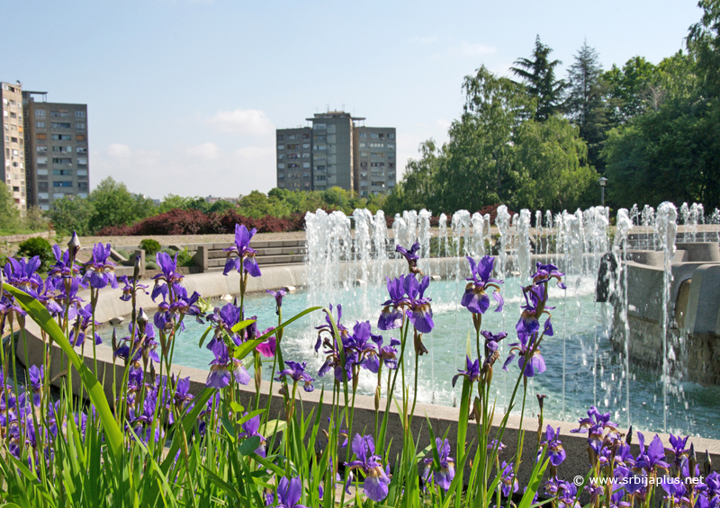 Fontana na platou ispred Muzeja 25. maj / House of Flowers and 25 May Museum, Belgrade, Serbia